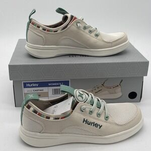 Hurley Castaic Womens  Size 7 Casual Sneaker Shoe Beige Slip On Memory Foam  NEW